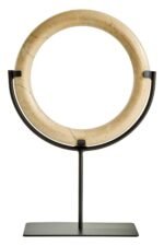 Iona Cream Marble Ring Sculpture on Metal Stand