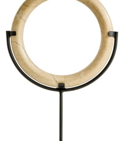 Iona Cream Marble Ring Sculpture on Metal Stand