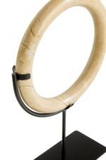 Iona Cream Marble Ring Sculpture on Metal Stand