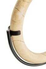 Iona Cream Marble Ring Sculpture on Metal Stand