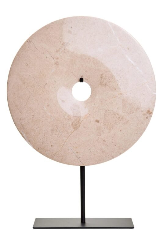 Iona Large Cream Marble Round Dia 30cm Disc Sculpture