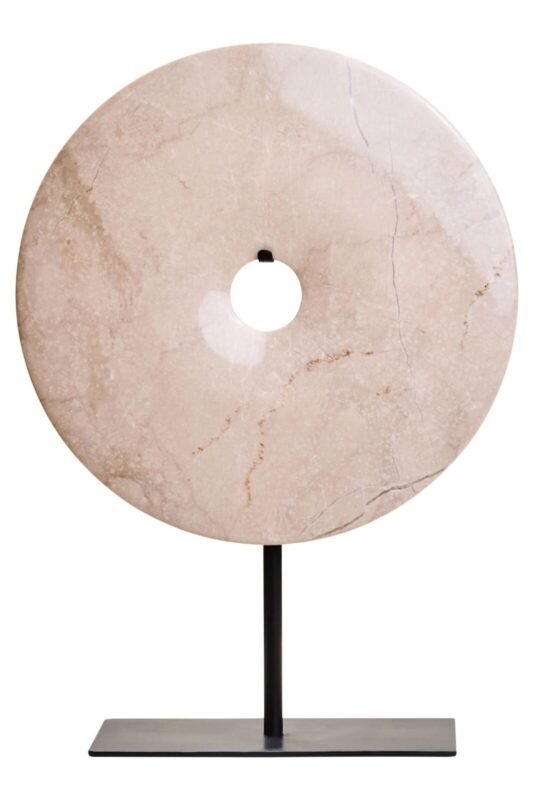 Iona Medium Cream Marble Round Dia 25cm Disc Sculpture