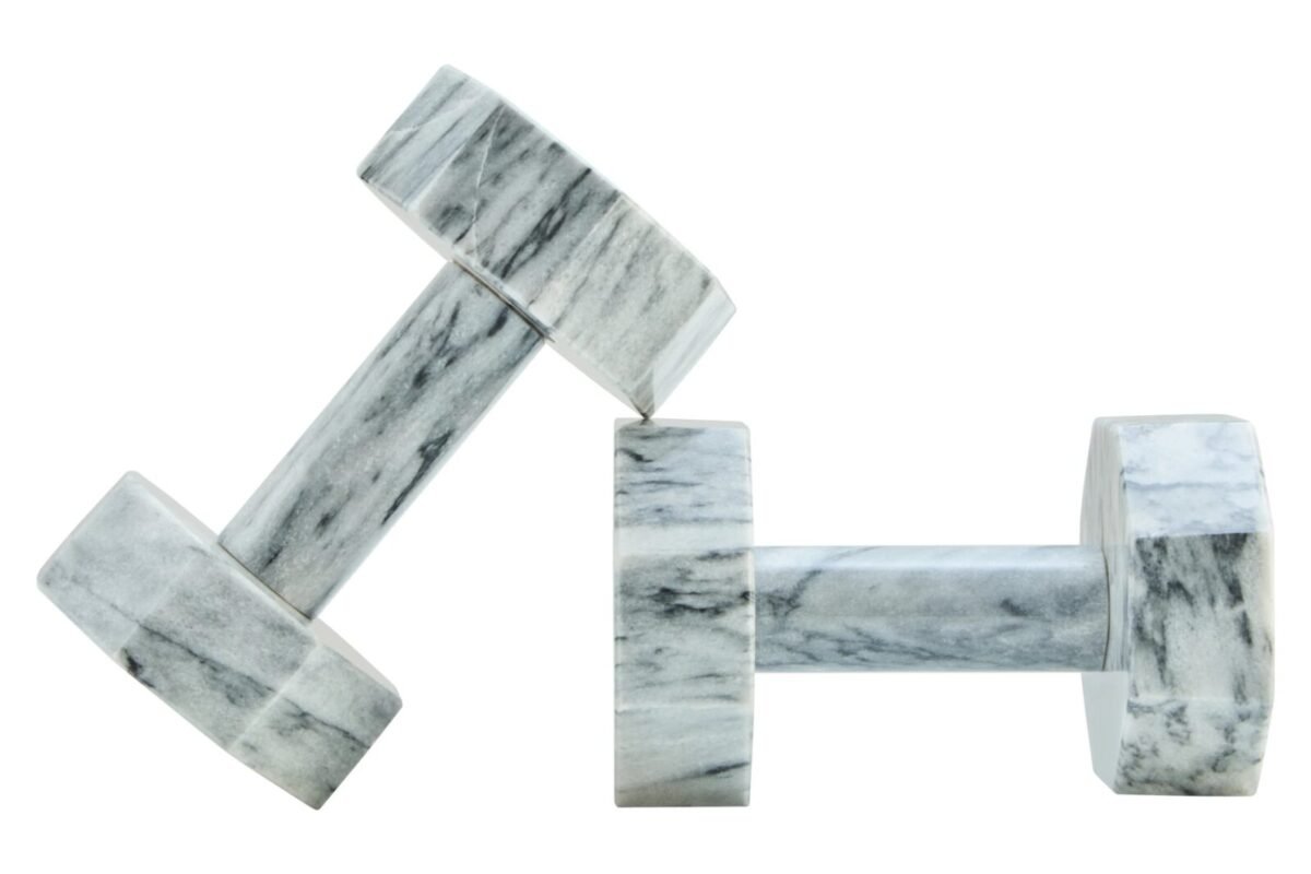 Iona Set of 2 Decorative Grey Marble Dumbbells