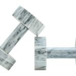 Iona Set of 2 Decorative Grey Marble Dumbbells
