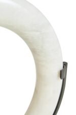 Iona White Marble Ring Sculpture on Metal Stand