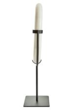 Iona White Marble Ring Sculpture on Metal Stand