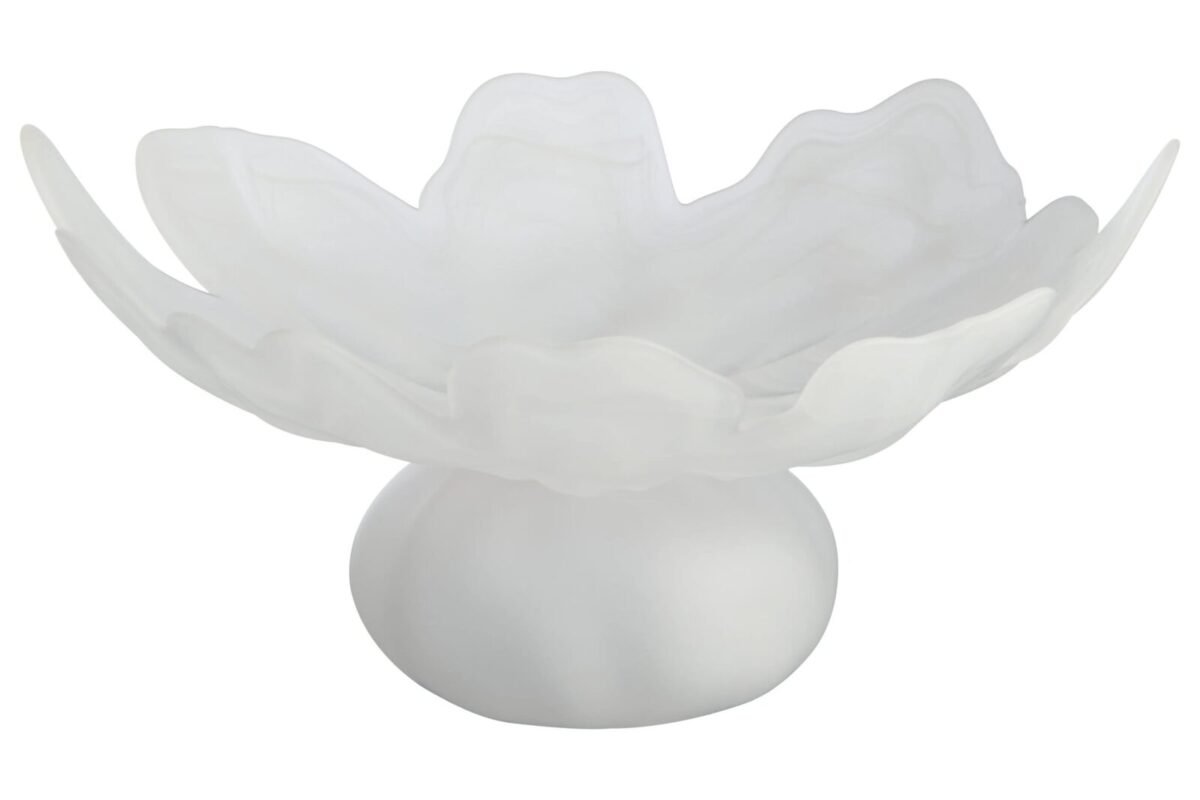 Islay Fluted White Glass Pedestal Bowl