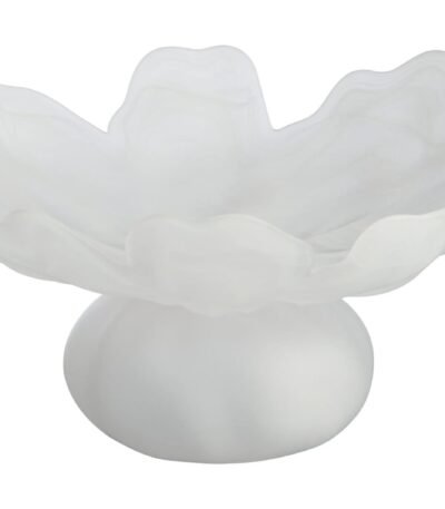 Islay Fluted White Glass Pedestal Bowl