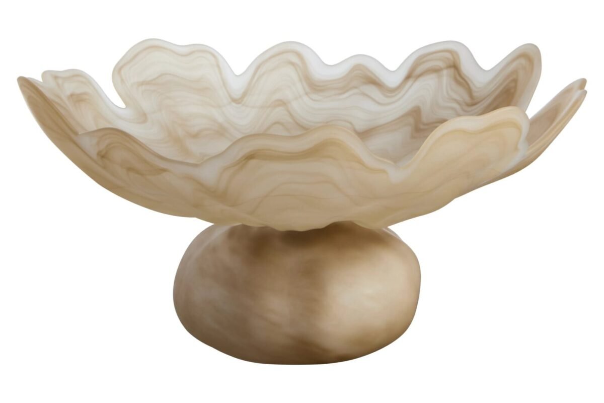 Islay Natural Fluted Glass Pedestal Bowl