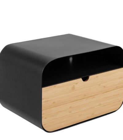 Joliet Wallmounted Bedside Table in Black and Bamboo