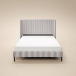 Jovanna Striped Bed with Winged Headboard Woven Fabric Brown - Image 7