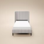 Jovanna Striped Bed with Winged Headboard Woven Fabric Brown - Image 8