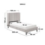 Jovanna Striped Bed with Winged Headboard Woven Fabric Brown - Image 9