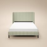 Jovanna Striped Bed with Winged Headboard Woven Fabric Green - Image 7