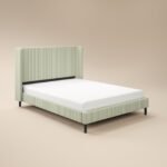 Jovanna Striped Bed with Winged Headboard Woven Fabric Green - Image 8