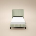 Jovanna Striped Bed with Winged Headboard Woven Fabric Green - Image 9