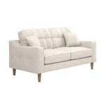 Jude 2 Seater Midcentury Beige Fabric Sofa