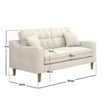 Jude 2 Seater Midcentury Beige Fabric Sofa