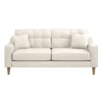 Jude 3 Seater Midcentury Beige Fabric Sofa