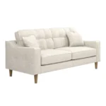 Jude 3 Seater Midcentury Beige Fabric Sofa