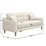 Jude 3 Seater Midcentury Beige Fabric Sofa