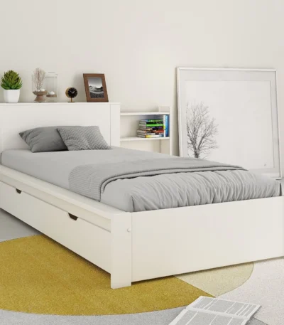 Juno Secret Storage Bookcase Bed with Drawer White