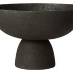 Jura Black Textured Large Decorative Pedestal Bowl