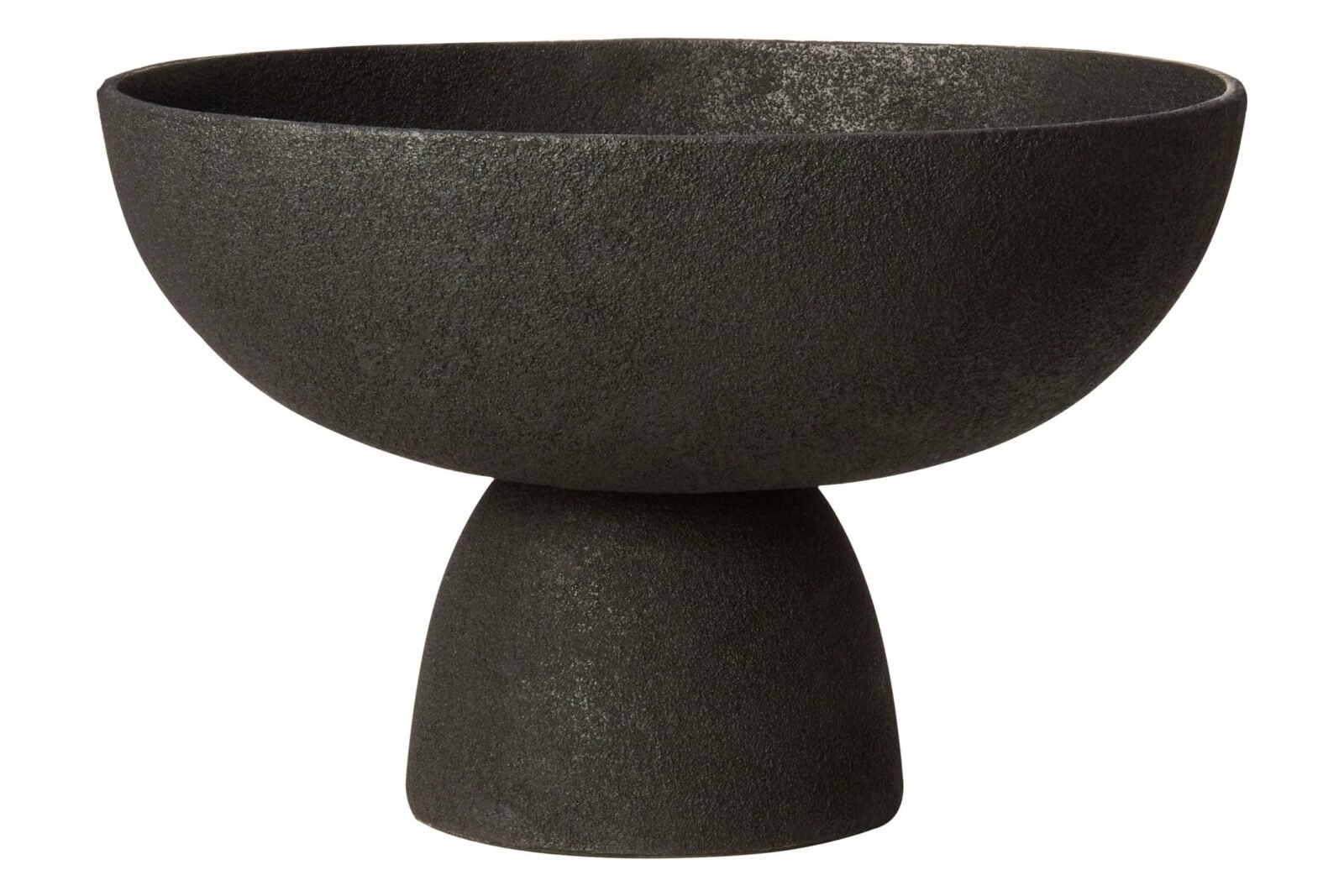Jura Black Textured Large Decorative Pedestal Bowl Jura Black Textured Large Decorative Pedestal Bowl