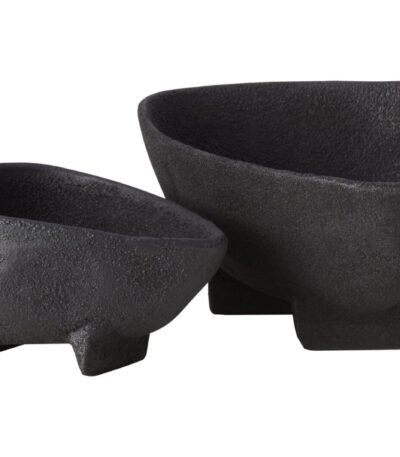 Jura Black Textured Set of 2 Decorative Bowls