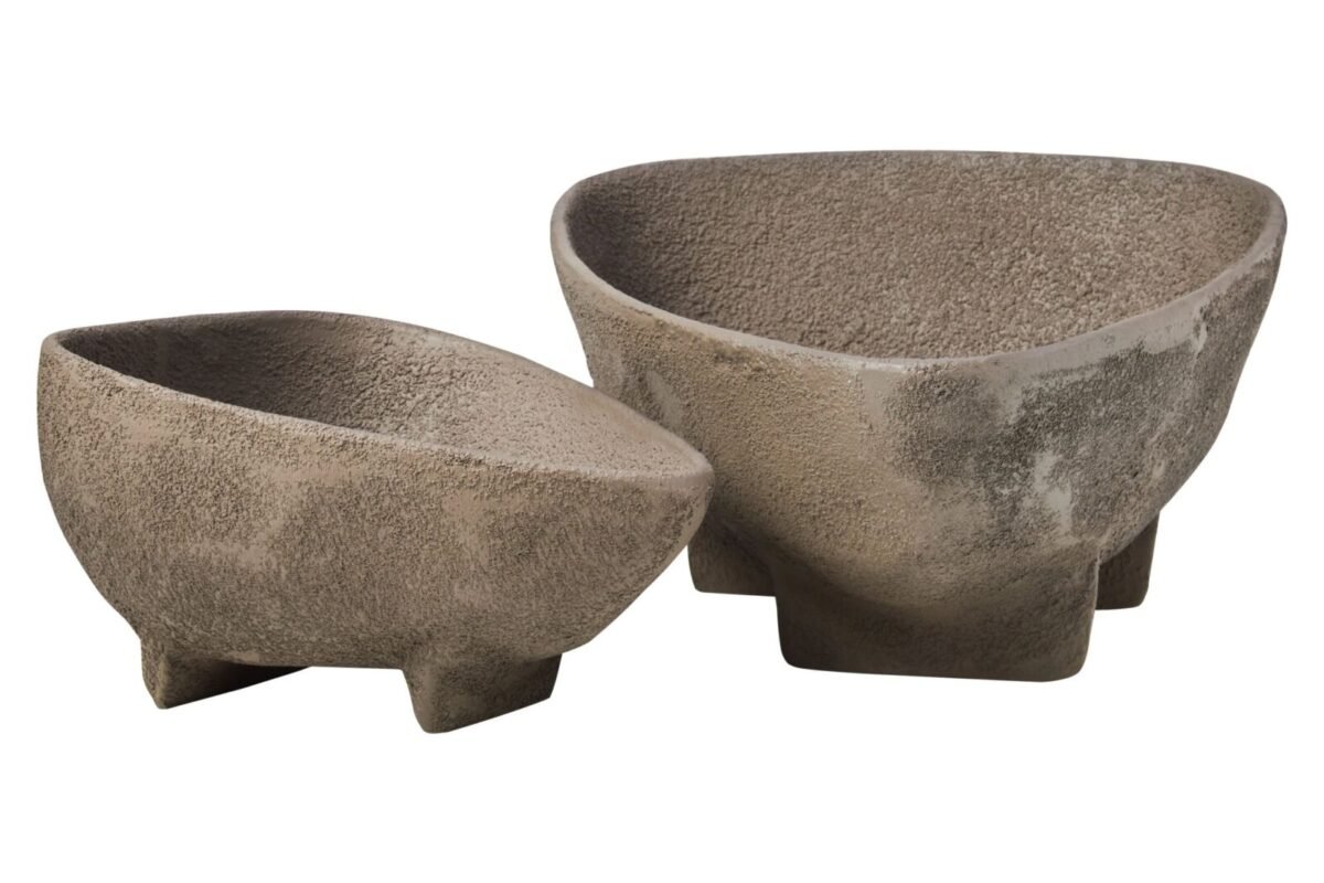 Jura Grey Textured Set of 2 Decorative Bowls