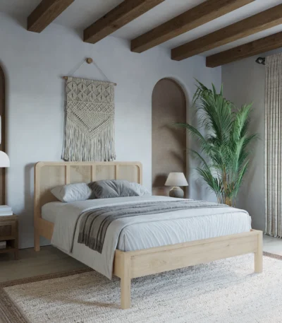 Kai Rattan Oak Rounded Wooden Bed