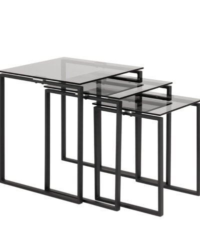 Katrine Nest of Tables with Smoked Glass Top Set of 3