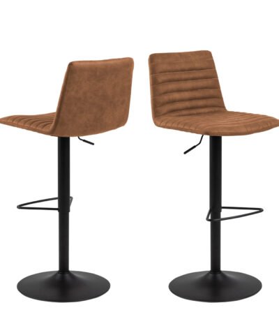 Kimmy Bar Stool with Brown Fabric in Set of 2