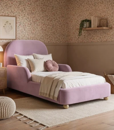 Kira Upholstered Single Bed with Side Rails