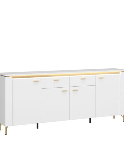 Lazio Sideboard 4 Door 2 Drawer in Alpine White/White Gloss