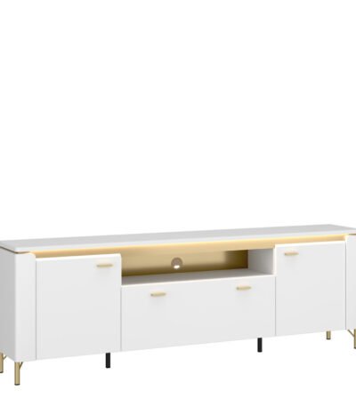 Lazio TV Cabinet 2 Door 1 Drawer in Alpine White/White Gloss