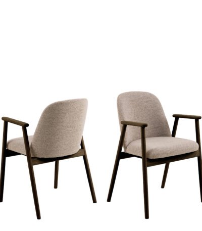 Leo Dining Chairs With Armrest in Monza Fabric Beige Set of 2