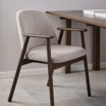 Leo Dining Chairs With Armrest in Monza Fabric Beige Set of 2