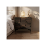 Leon Geometric Bedside Table Walnut