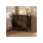 Leon Geometric Bedside Table Walnut - Image 2