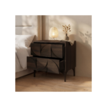 Leon Geometric Bedside Table Walnut - Image 3
