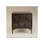 Leon Geometric Bedside Table Walnut - Image 4
