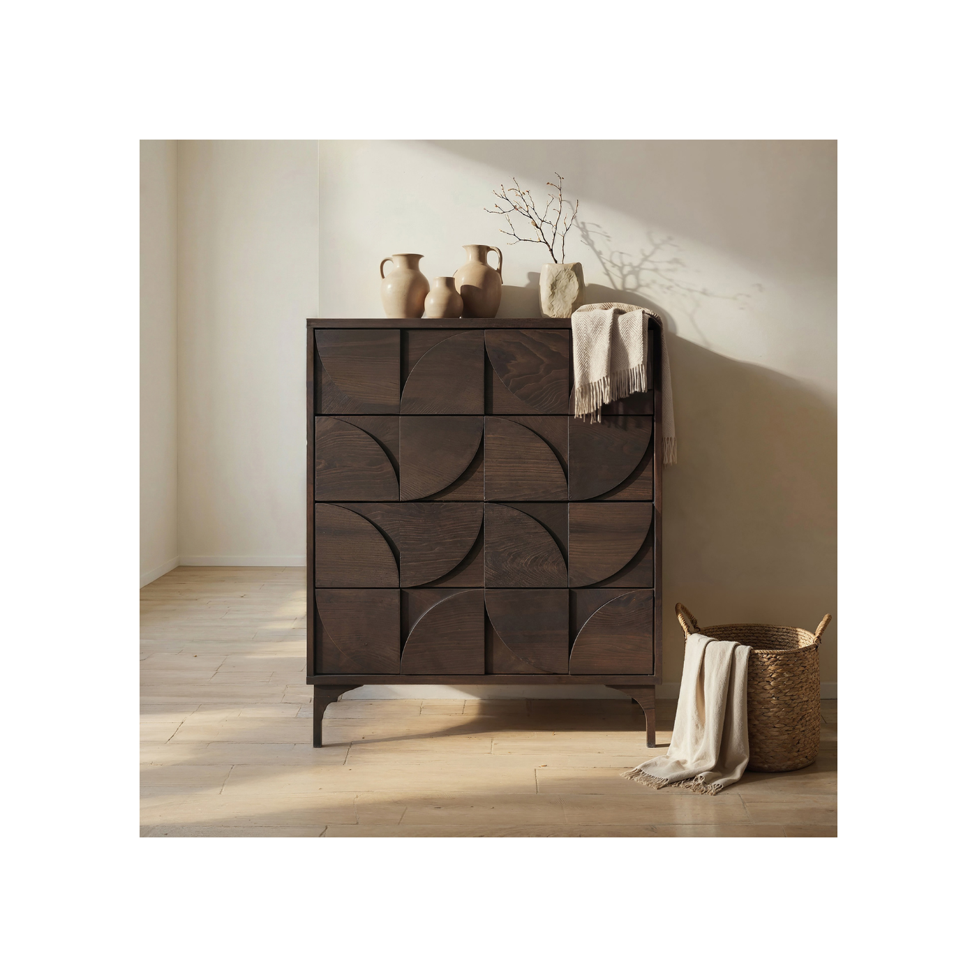 leon-geometric-chest-of-drawers-walnut-1 Leon Geometric Chest of Drawers Walnut - Image 1