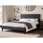 Leto Faux Leather Bed Frame Dark Brown