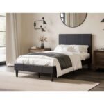 Leto Faux Leather Bed Frame Dark Brown - Image 2