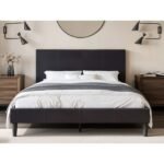 Leto Faux Leather Bed Frame Dark Brown - Image 3