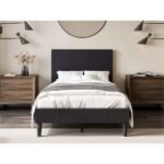 Leto Faux Leather Bed Frame Dark Brown - Image 4