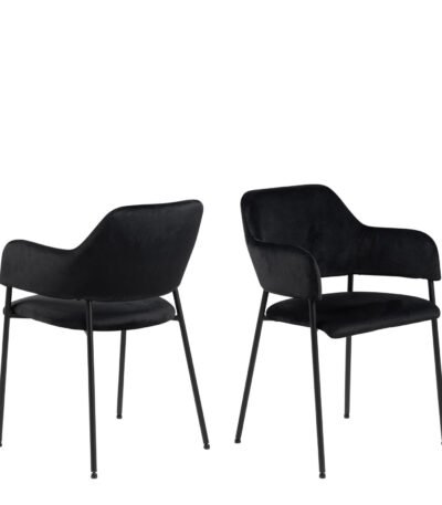 Lima Dining Chair with Armrest in Black Set of 2