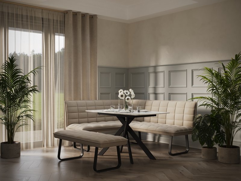Lima Taupe Corner Bench - Left Hand Lima Taupe Corner Bench - Left Hand
