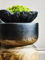 Lismore Black Curved Textured Decorative Bowl